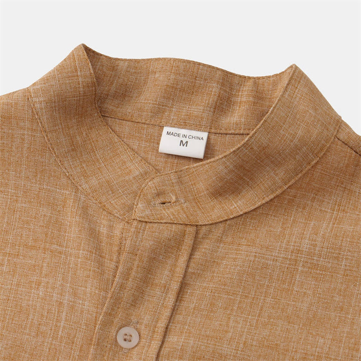 Buddha Stones Summer Men's Button Plain Short Sleeve Cotton Shirt With Pocket - image 24