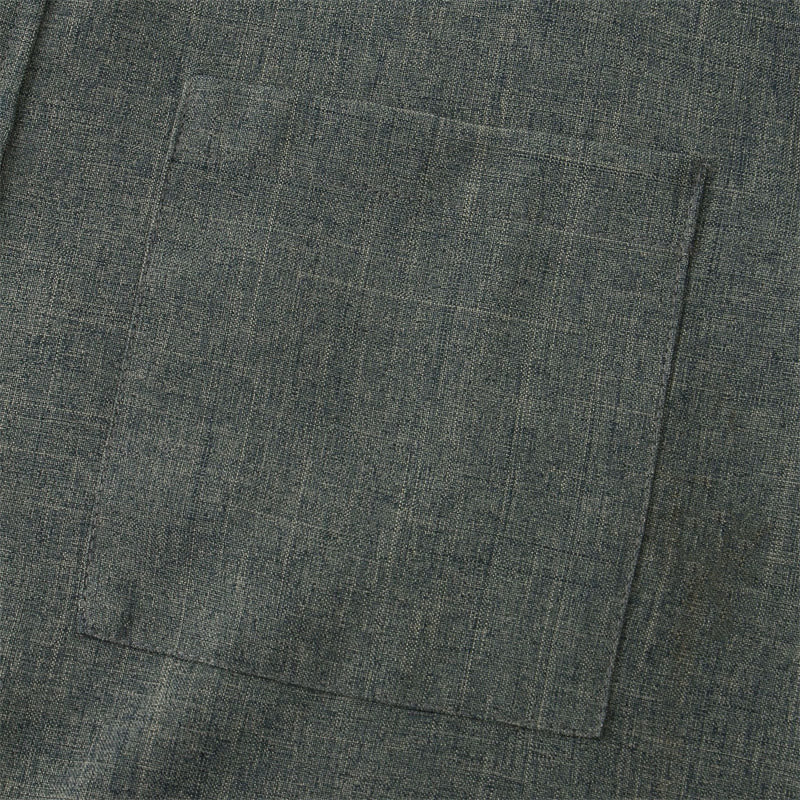 Buddha Stones Summer Men's Button Plain Short Sleeve Cotton Shirt With Pocket - image 33