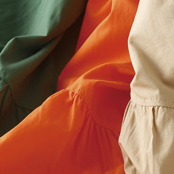 Buddha Stones Casual Pure Color Design Short Sleeve V-Neck Cotton Midi Dress With Pockets - image 19