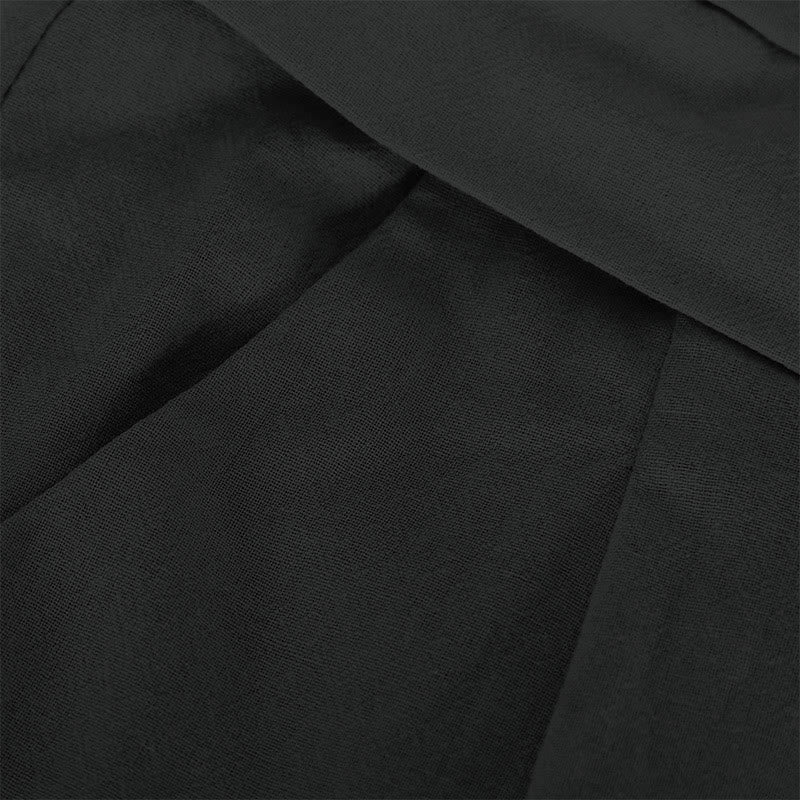 Buddha Stones Retro Casual High Waist Cotton Women's Wide Leg Pants With Pockets - image 7