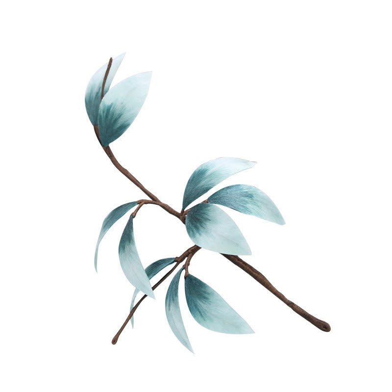 Buddha Stones Handmade Velvet Flower Bamboo Leaf Soft Hairpin - image 9