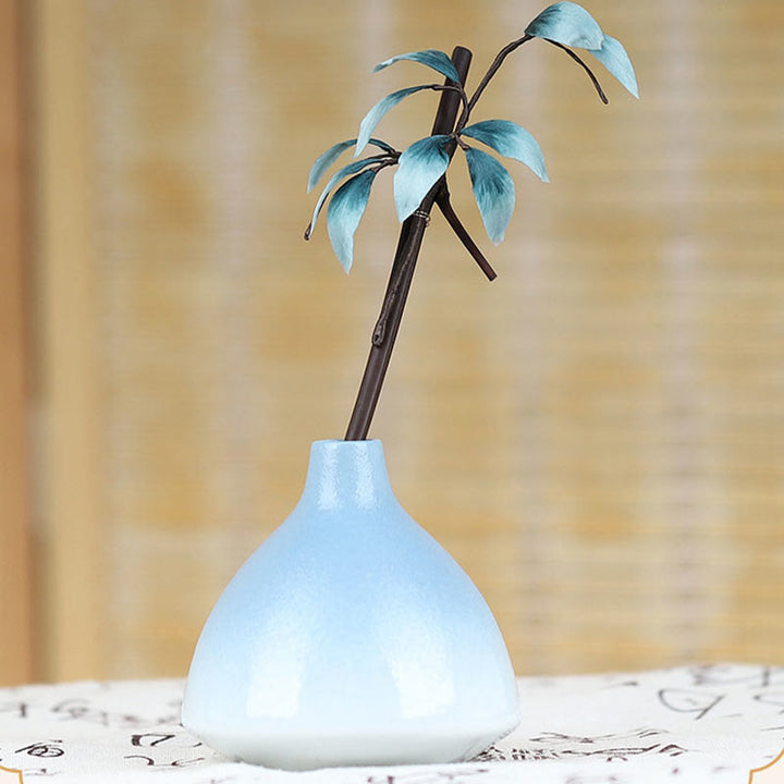 Buddha Stones Handmade Velvet Flower Bamboo Leaf Soft Hairpin - image 2