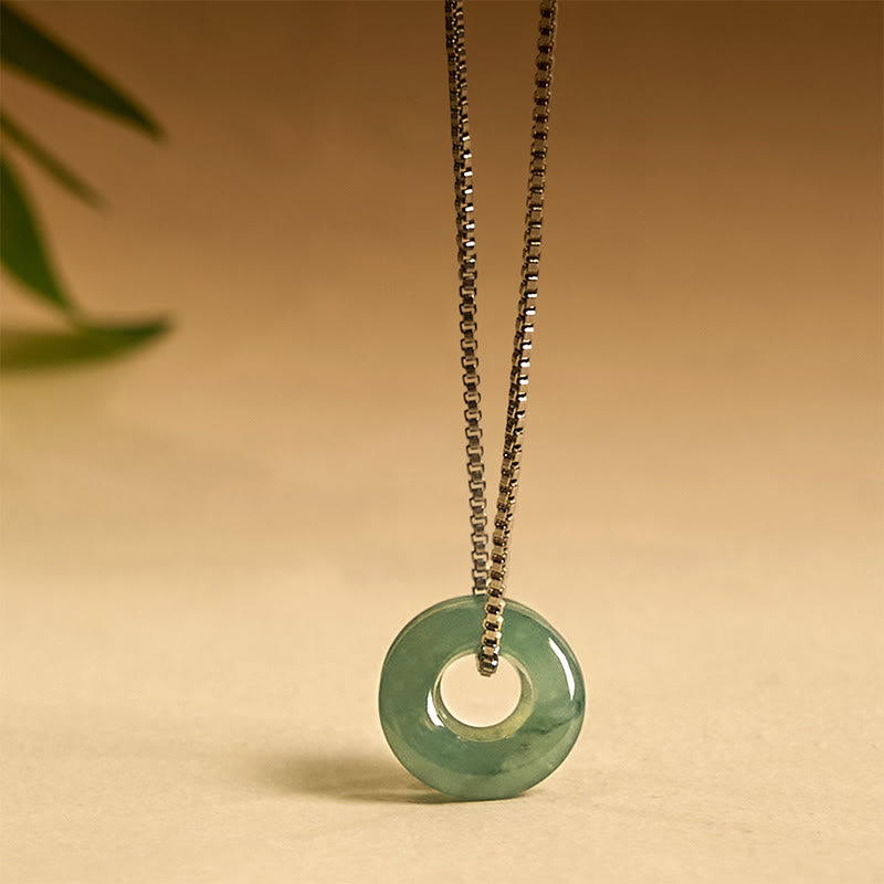 Buddha Stones Jade Double Peace Buckle Prosperity Necklace Pendant - image 10