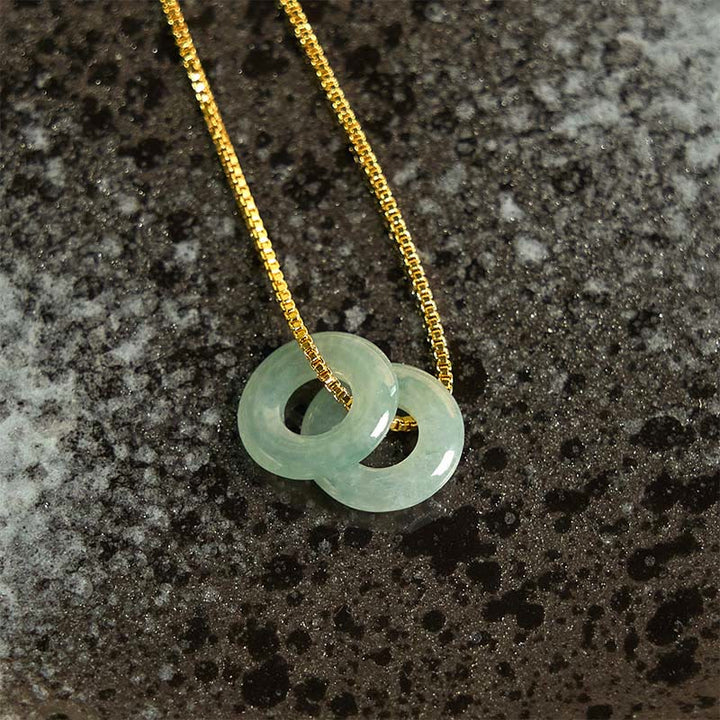 Buddha Stones Jade Double Peace Buckle Prosperity Necklace Pendant - image 6