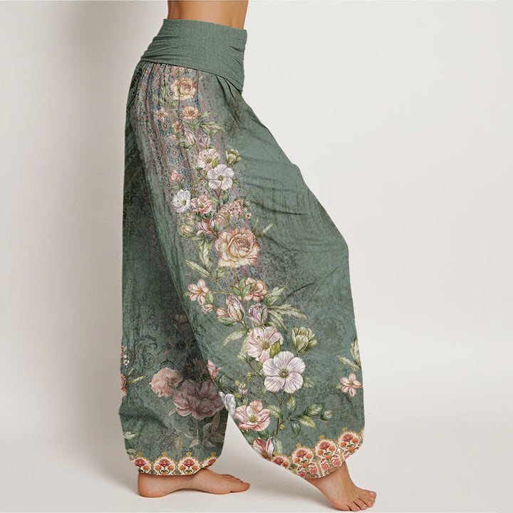 Buddha Stones Cotton Ethnic Floral Ethnic Totem Pattern Women's Elastic Waist Harem Pants - image 2
