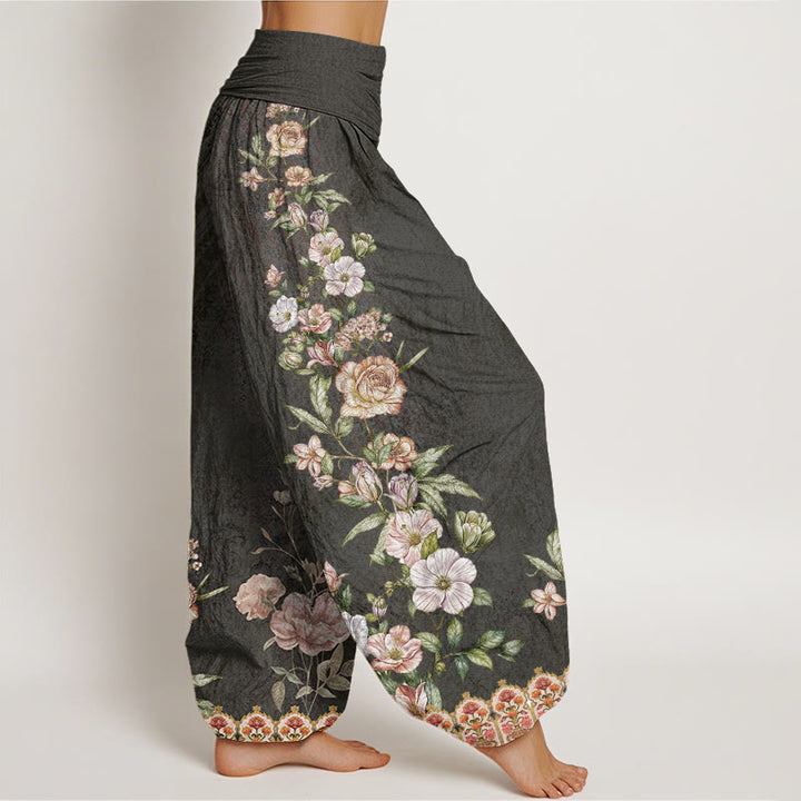Buddha Stones Cotton Ethnic Floral Ethnic Totem Pattern Women's Elastic Waist Harem Pants - image 9