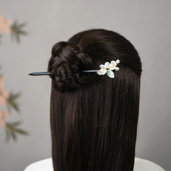 Buddha Stones Grain Wood Liuli Magnolia Flowers Pearl Protection Hairpin - image 4