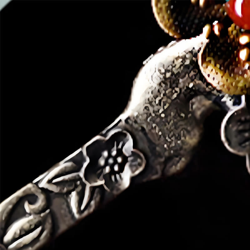 Buddha Stones Green Aventurine Red Agate Alloy Flowers Soothing Hairpin - image 9