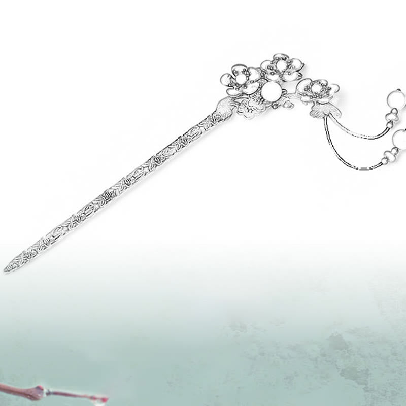 Buddha Stones Green Aventurine Red Agate Alloy Flowers Soothing Hairpin - image 7