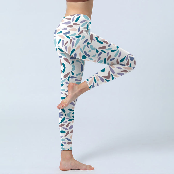 Buddha Stones White Multi Color Block Print Gym Leggings Women's Yoga Pants - image 3