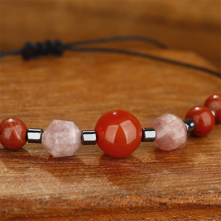 Buddha Stones Believe You Can Carnelian Red Jasper Hematite Sun Stone Positive Bracelet - image 10