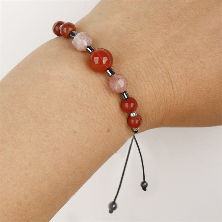 Buddha Stones Believe You Can Carnelian Red Jasper Hematite Sun Stone Positive Bracelet - image 9