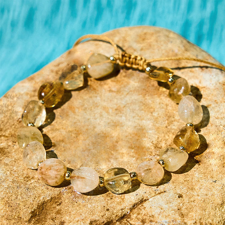 Buddha Stones Irregular Shape Citrine Braid String Happiness Bracelet - image 4