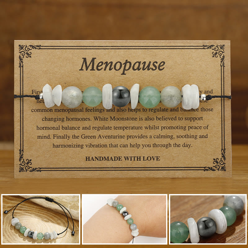 Buddha Stones Menopause Labradorite Green Aventurine White Moonstone Healing Bracelet - Menopause(Wrist Circumference 14-24cm) - image 0