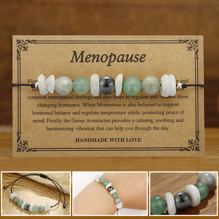 Buddha Stones Menopause Labradorite Green Aventurine White Moonstone Healing Bracelet - Menopause(Wrist Circumference 14-24cm) - image 0