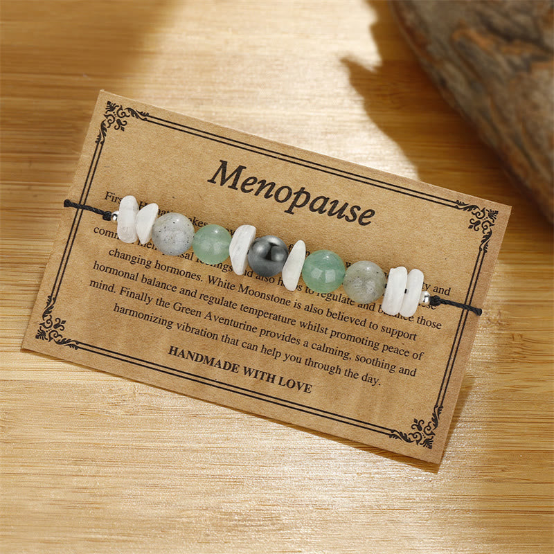Buddha Stones Menopause Labradorite Green Aventurine White Moonstone Healing Bracelet - image 3