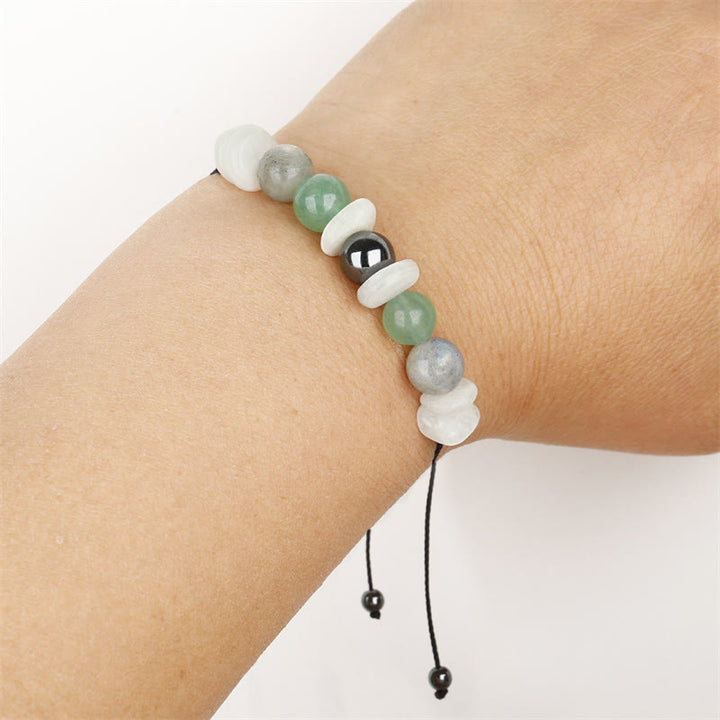 Buddha Stones Menopause Labradorite Green Aventurine White Moonstone Healing Bracelet - image 10