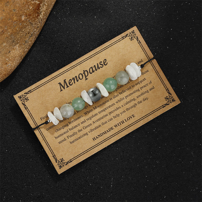 Buddha Stones Menopause Labradorite Green Aventurine White Moonstone Healing Bracelet - image 2