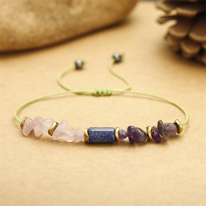 Buddha Stones Best Friends Forever Amethyst Rose Quartz Lazurite Lapis Lazuli Spiritual Bracelet - image 4