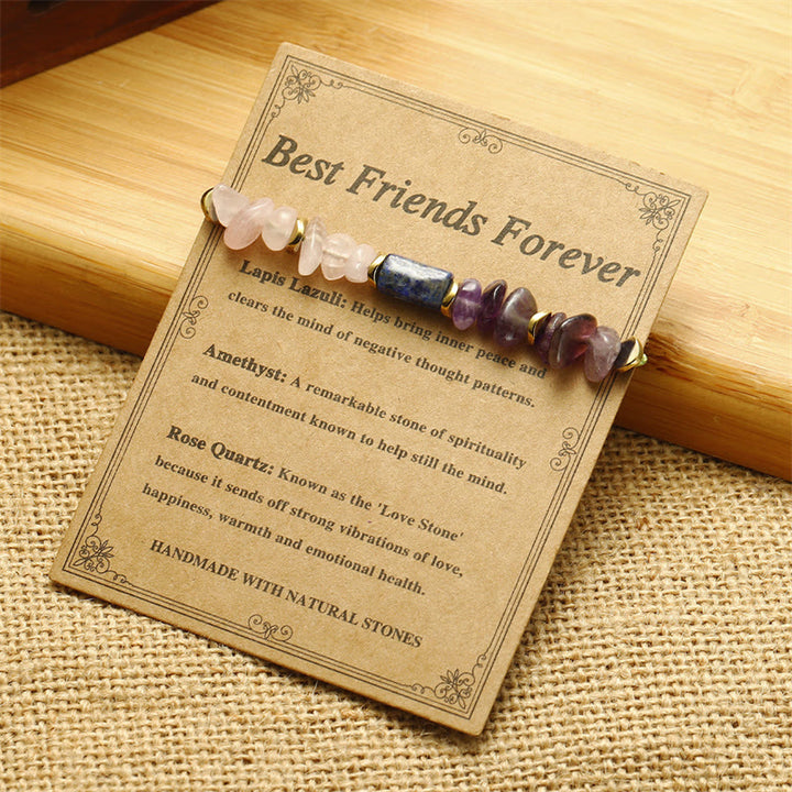Buddha Stones Best Friends Forever Amethyst Rose Quartz Lazurite Lapis Lazuli Spiritual Bracelet - image 3