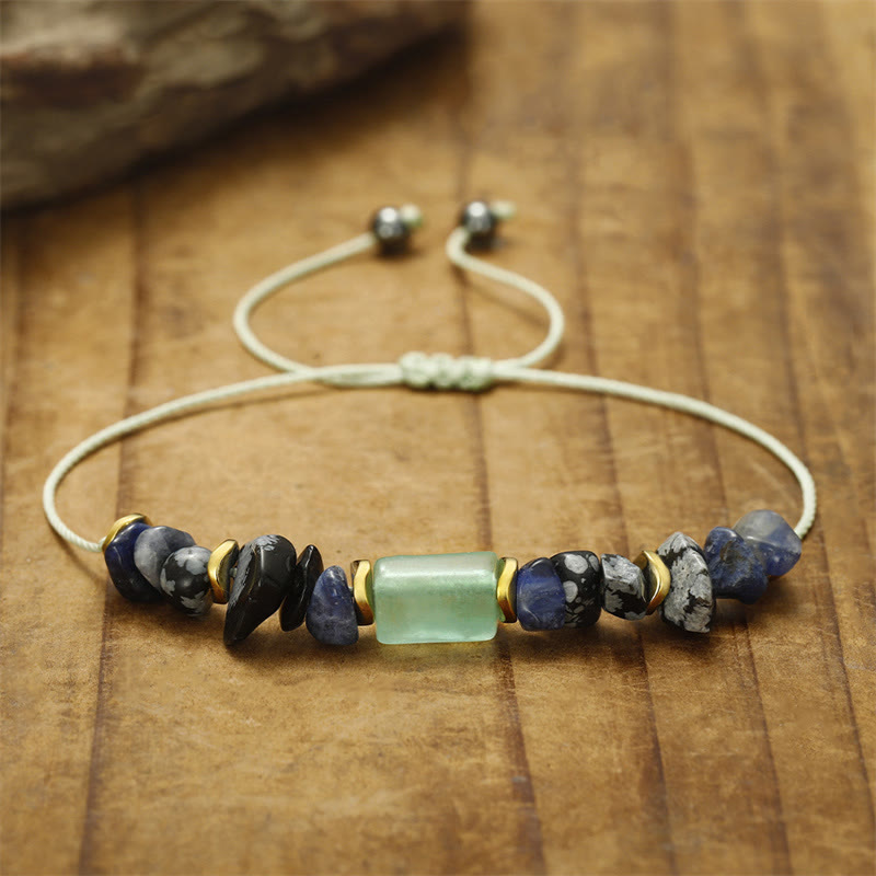 Buddha Stones New Job Green Aventurine Sodalite Snowflake Obsidian Energy Bracelet - image 4