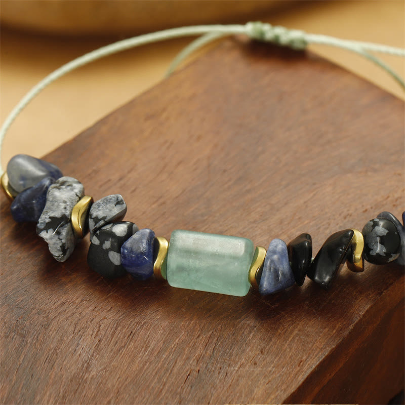 Buddha Stones New Job Green Aventurine Sodalite Snowflake Obsidian Energy Bracelet - image 9