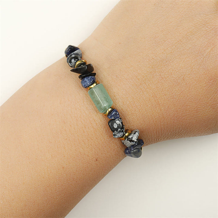 Buddha Stones New Job Green Aventurine Sodalite Snowflake Obsidian Energy Bracelet - image 10