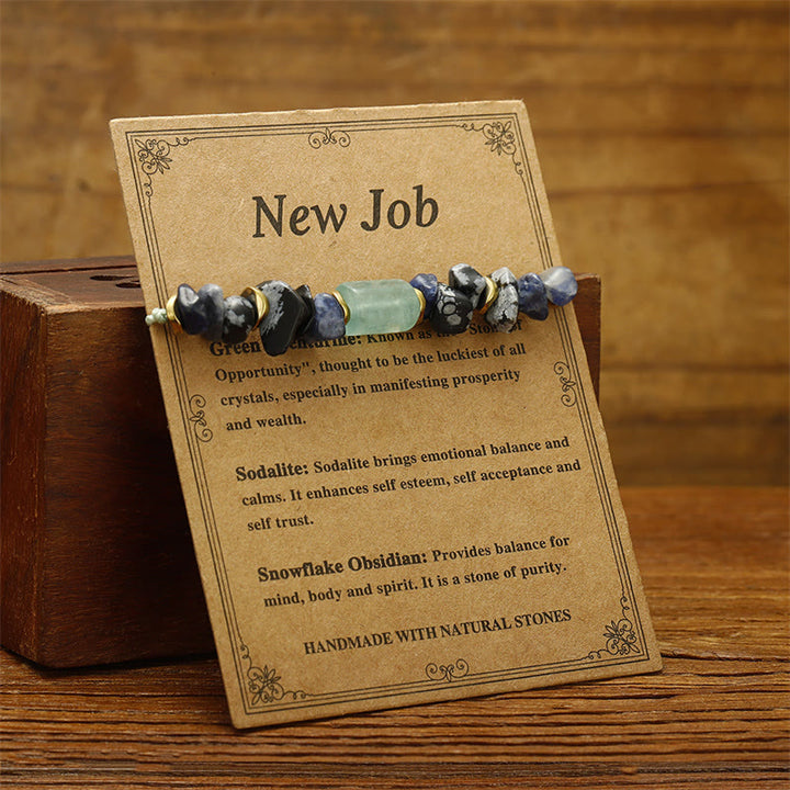 Buddha Stones New Job Green Aventurine Sodalite Snowflake Obsidian Energy Bracelet - image 2