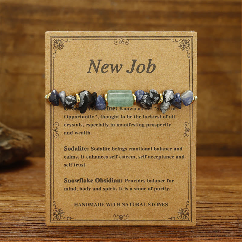 Buddha Stones New Job Green Aventurine Sodalite Snowflake Obsidian Energy Bracelet - image 1