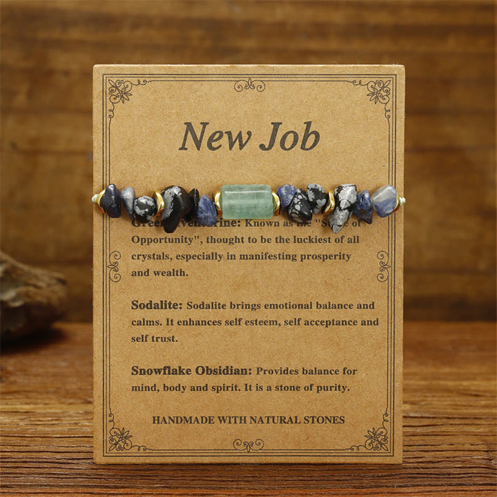 Buddha Stones New Job Green Aventurine Sodalite Snowflake Obsidian Energy Bracelet - image 1