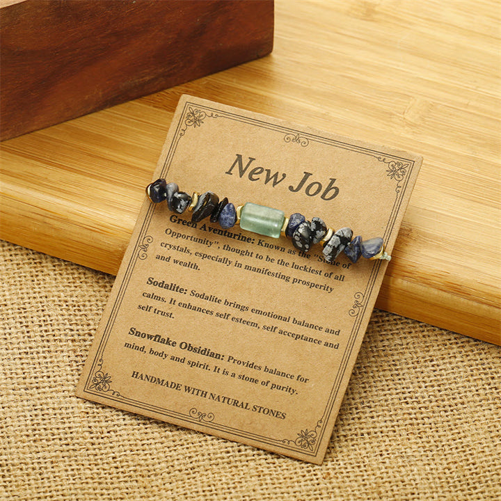 Buddha Stones New Job Green Aventurine Sodalite Snowflake Obsidian Energy Bracelet - image 3
