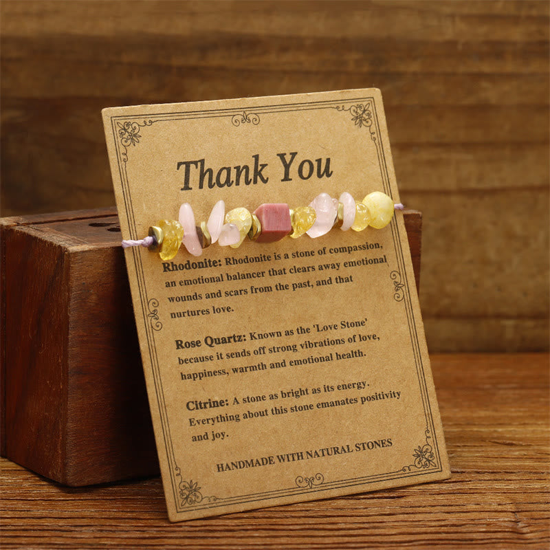 Buddha Stones Thank You Rose Quartz Citrine Rhodonite Passionate Bracelet - image 2