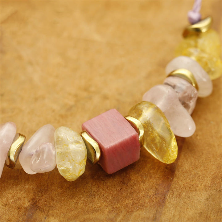 Buddha Stones Thank You Rose Quartz Citrine Rhodonite Passionate Bracelet - image 11