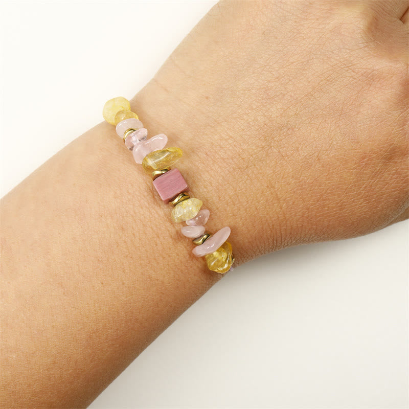 Buddha Stones Thank You Rose Quartz Citrine Rhodonite Passionate Bracelet - image 9