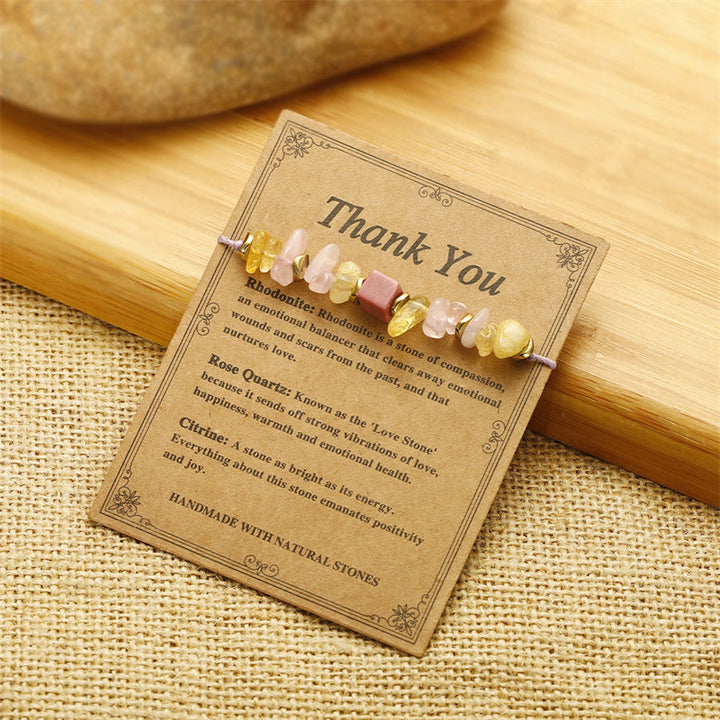 Buddha Stones Thank You Rose Quartz Citrine Rhodonite Passionate Bracelet - image 3