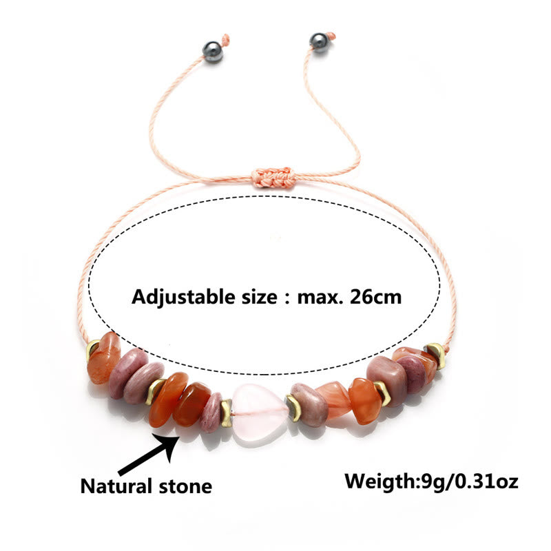 Buddha Stones Thinking Of You Rose Quartz Rhodonite Carnelian Relationships Bracelet - image 12