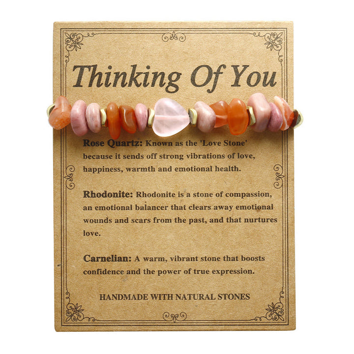 Buddha Stones Thinking Of You Rose Quartz Rhodonite Carnelian Relationships Bracelet - image 13
