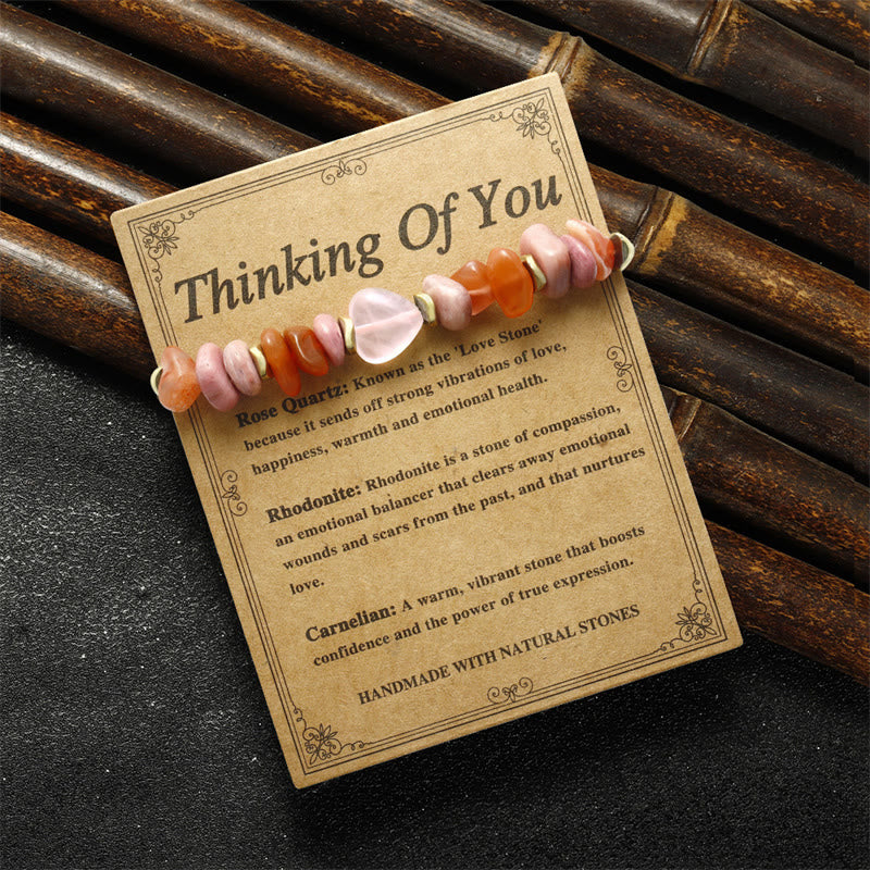 Buddha Stones Thinking Of You Rose Quartz Rhodonite Carnelian Relationships Bracelet - image 10