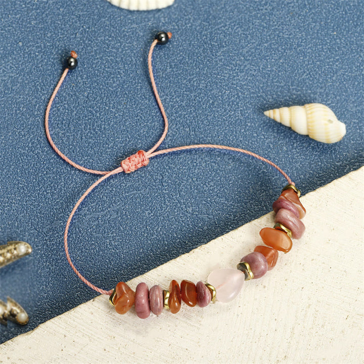 Buddha Stones Thinking Of You Rose Quartz Rhodonite Carnelian Relationships Bracelet - image 11