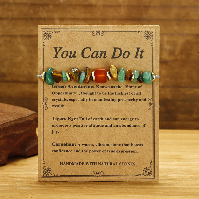 Buddha Stones You Can Do It Green Aventurine Tiger Eye Carnelian Luck Bracelet - image 1