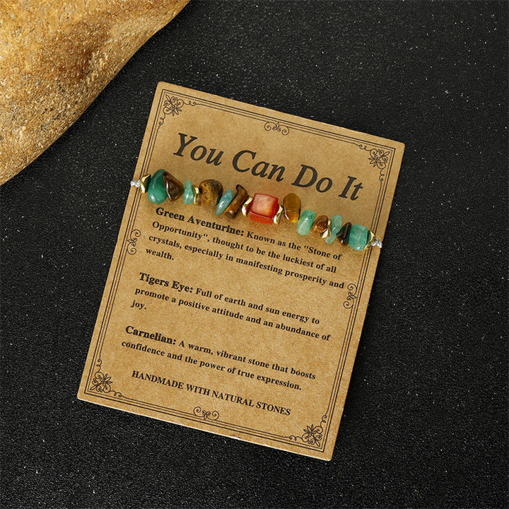 Buddha Stones You Can Do It Green Aventurine Tiger Eye Carnelian Luck Bracelet - image 3