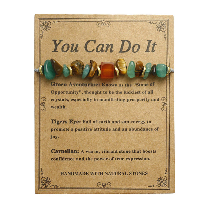 Buddha Stones You Can Do It Green Aventurine Tiger Eye Carnelian Luck Bracelet - image 6