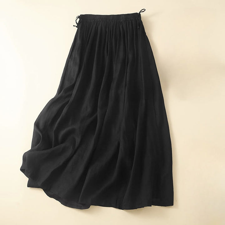 Buddha Stones Plain Lace Up Elastic Waist Women's Skirt With Pockets - Black - US8-10，UK/AU12-14，EU40-42 (2XL) - image 16