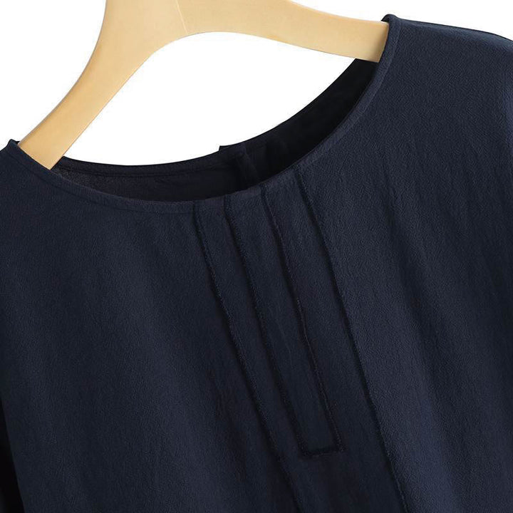 Buddha Stones Summer Casual Plain Half Sleeve Crew Neck Side Slit Women's T-Shirt - image 8