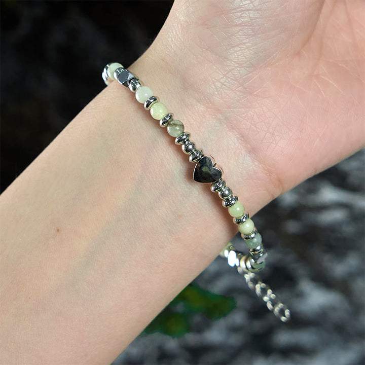 Buddha Stones Natural Stone Amazonite Amethyst Lazurite Lapis Lazuli Rose Quartz Heart Positive Balance Bracelet - image 3