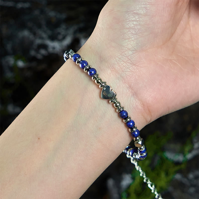 Buddha Stones Natural Stone Amazonite Amethyst Lazurite Lapis Lazuli Rose Quartz Heart Positive Balance Bracelet - image 18