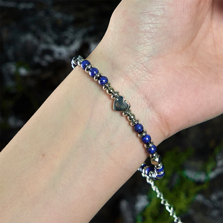 Buddha Stones Natural Stone Amazonite Amethyst Lazurite Lapis Lazuli Rose Quartz Heart Positive Balance Bracelet - image 18