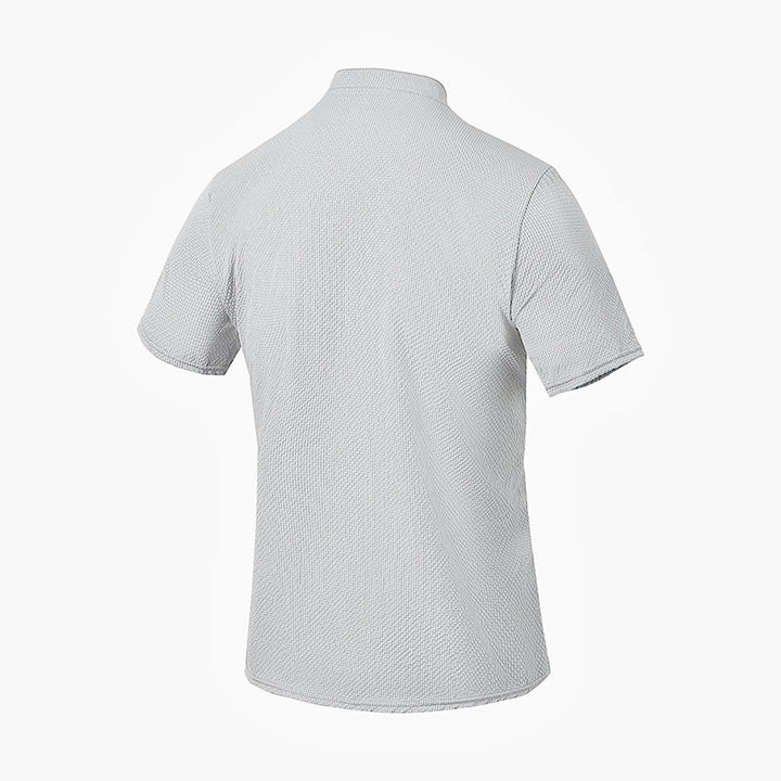 Buddha Stones Solid Color Polo Plaid Half Buttons Men's Short Sleeve Shirt - image 22