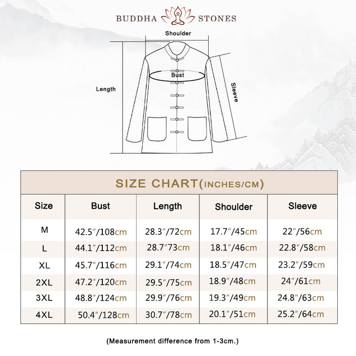 Buddha Stones Meditation Frog-Button Tang Long Sleeve Shirt Pants Men's Suit - image 3