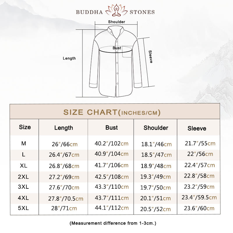 Buddha Stones Men's Long Sleeve Shirt With Pocket Stand Collar Comfort Linen Shirt - image 3